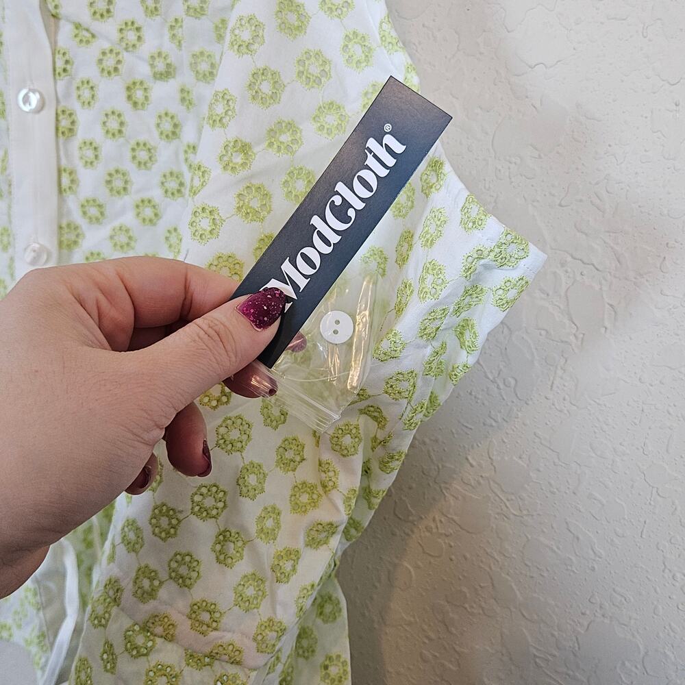 Modcloth Darling for the Prairie Peplum Tank Top White Green Floral Plus Size 2x - Picture 4 of 9